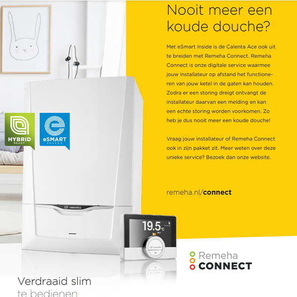 Remeha Calenta Ace 40L CW6 7649965 Remeha Connect ✔24 liter/min bij 40°C ✔11 liter/min bij 60° ✔35,9kW vermogen ✔Gratis verzending NL vanaf €150,- | CVketel.nl
