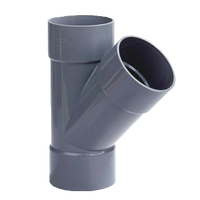 Dyka PVC T-stuk 40mm 3x lijmmof 45° grijs - cvketel.nl 